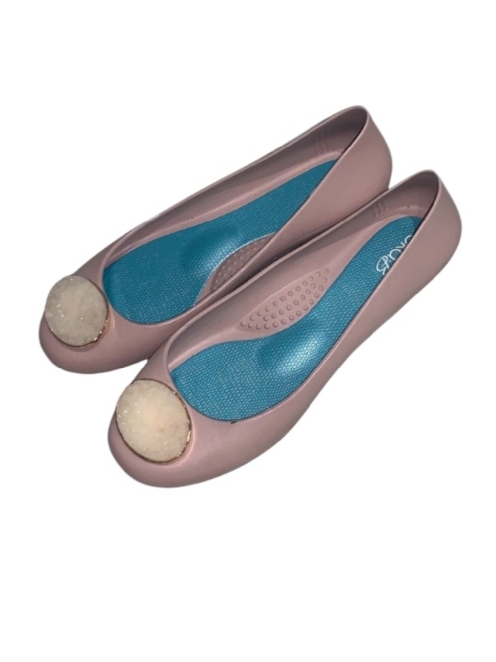 OKA B. Pink Flats With Gemstone Embellishment At Toe Box Comfortable and Chic